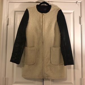 Sanctuary Sherpa Coat with Quilted Faux Leather Sleeves
